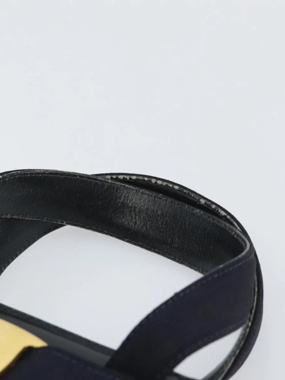 Salvatore Ferragamo Vala Hand Bag Leather Navy Gold Auth BA8854 - Picture 8 of 15